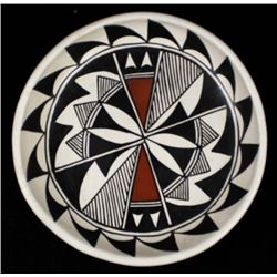 1993 Acoma Ceramic Pottery Shallow Bowl by Ortiz