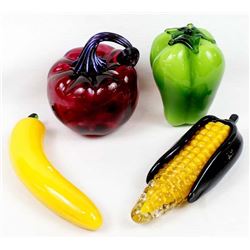 4 Piece Set of Glass Fruit and Vegetables