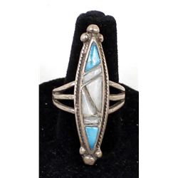 Navajo Sterling Overlay Ring, Size 8