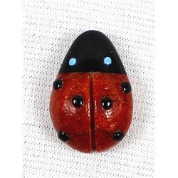 Zuni Coral & Black Marble Ladybug Fetish