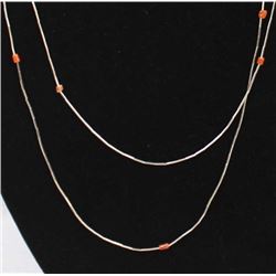 Navajo Liquid Silver & Coral Bead Necklace