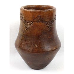 Navajo Pine Pitch Pottery Drum Jar by Whitethorne