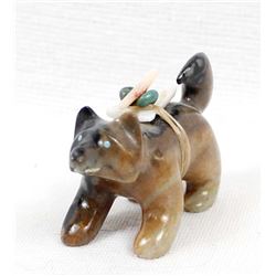 Zuni Marble Wolf Fetish by Jeff Tsalabutie