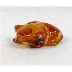 Zuni Amber Frog Fetish by Boone