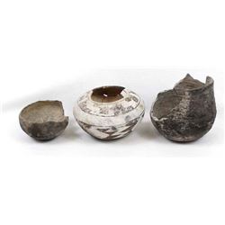 3 Prehistoric Native American Pottery Jars