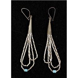 Navajo Liquid Silver Turquoise Bead Earrings