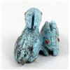 Image 7 : Zuni Turquoise Double Rabbit Fetish by F. Cheama