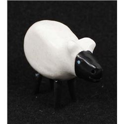 Zuni White Marble Sheep Fetish by Tim Lementino