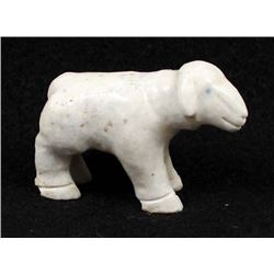Zuni White Marble Sheep Fetish by B. Bowannie