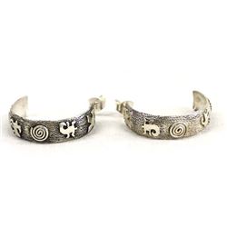 Navajo Brushed Silver Earrings by Scott Skeets