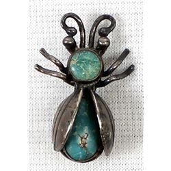 Navajo Sterling Turquoise Bug Pin