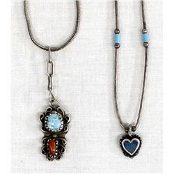 2 Native American Navajo Sterling Necklaces