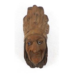 Vintage Carved Wood Chief's Head Pipe Bowl