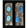 Image 1 : 2 Navajo German Silver & Turquoise Lighter Covers