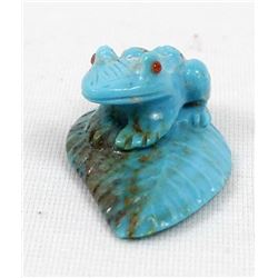 Zuni Turquoise Frog Fetish by Fabian Cheama