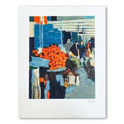 Claude Fauchere, "The Fruit Market" Hand Signed Limited Edition Serigraph on Pap