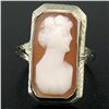 Image 2 : Antique 14kt White Gold Bezel Set Rectangular Carved Shell Cameo Ring