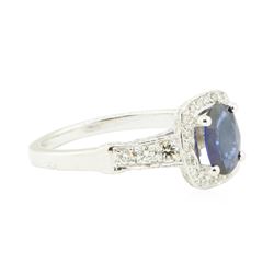 1.90 ctw Oval Brilliant Blue Sapphire And Diamond Ring - 14KT White Gold