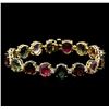 Image 1 : 35.00 ctw Multi-Color Tourmaline and Diamond Bracelet - 14KT Yellow Gold