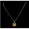 Image 1 : 4.82 ctw Citrine Quartz and Diamond Pendant With Chain - 14KT Yellow Gold