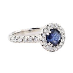 1.42 ctw Sapphire And Diamond Ring - 14KT White Gold