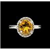 Image 2 : 14KT White Gold 2.35 ctw Citrine and Diamond Ring