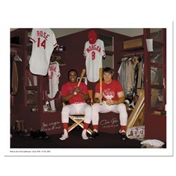  Pete Rose & Morgan in Clubhouse  Archival Photograph Autographed by Pete Rose a