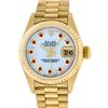 Image 2 : Rolex Ladies 18K Yellow Gold Mother Of Pearl Ruby Datejust President Wristwatch