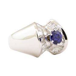 1.91 ctw Blue Sapphire And Diamond Ring - 14KT White Gold