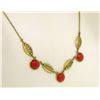 Image 3 : 14k Solid Gold Ox Blood Red Coral Open Work Collar Necklace