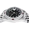 Image 3 : Rolex Mens SS Black String Diamond Lugs & Ruby Oyster Perpetaul Datejust