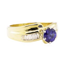 1.32 ctw Blue Sapphire and Diamond Ring - 14KT Yellow Gold