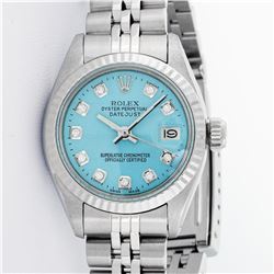 Rolex Ladies Stainless Steel Ice Blue Diamond 26MM Datejust Wristwatch