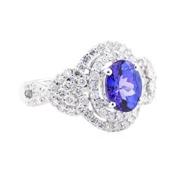 2.87 ctw Tanzanite And Diamond Ring - 18KT White Gold