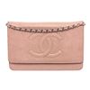 Image 1 : Chanel Light Pink Caviar Leather Wallet On Chain WOC Bag