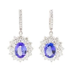 11.22 ctw Oval Mixed Tanzanites And Round Brilliant Cut Diamond Double Halo Bask