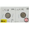 Image 1 : Canada Five Cent - Strip of 2: 1913; 1914