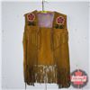 Image 1 : Native Leather Vest with Beadwork (Size : Medium?)