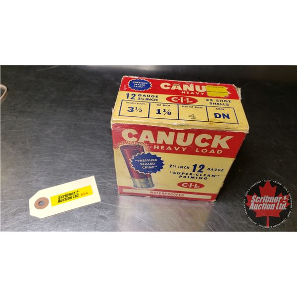 AMMO: Canuck 12ga (2-3/4 ) Shotshells (1 Box = 25 Rnds)  (NOTE: This is Vintage Ammunition)