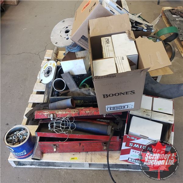 Pallet Lot: Variety (Tool Box, Grease Gun, Belts, Tarp Straps, Parts Boxes, etc) BULK BUY!