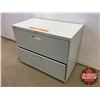 Image 2 : 2 Drawer Lateral Filing Cabinet (Metal) (No Key) (Top Drawer Locked) (28"H x 36"W x 19"D)