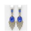 Image 1 : 9.99 ctw Tanzanite & Diamond Earrings 18K Yellow Gold - REF-509H3R