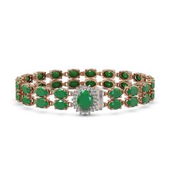 30.12 ctw Emerald & Diamond Bracelet 14K Rose Gold - REF-336H4R
