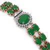 Image 2 : 30.12 ctw Emerald & Diamond Bracelet 14K Rose Gold - REF-336H4R