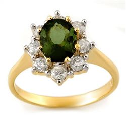 2.50 ctw Green Tourmaline & Diamond Ring 14k Yellow Gold - REF-74H5R