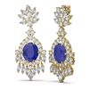 Image 2 : 16.04 ctw Sapphire & Diamond Earrings 18K Yellow Gold - REF-889M3G