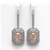 Image 1 : 12.1 ctw Morganite & Diamond Victorian Earrings 14K White Gold - REF-410X4A