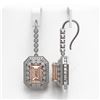 Image 2 : 12.1 ctw Morganite & Diamond Victorian Earrings 14K White Gold - REF-410X4A