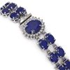 Image 2 : 30.12 ctw Sapphire & Diamond Bracelet 14K White Gold - REF-336H4R