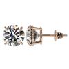 Image 2 : 3.05 ctw Certified Quality Diamond Stud Earrings 10k Rose Gold - REF-512R3K